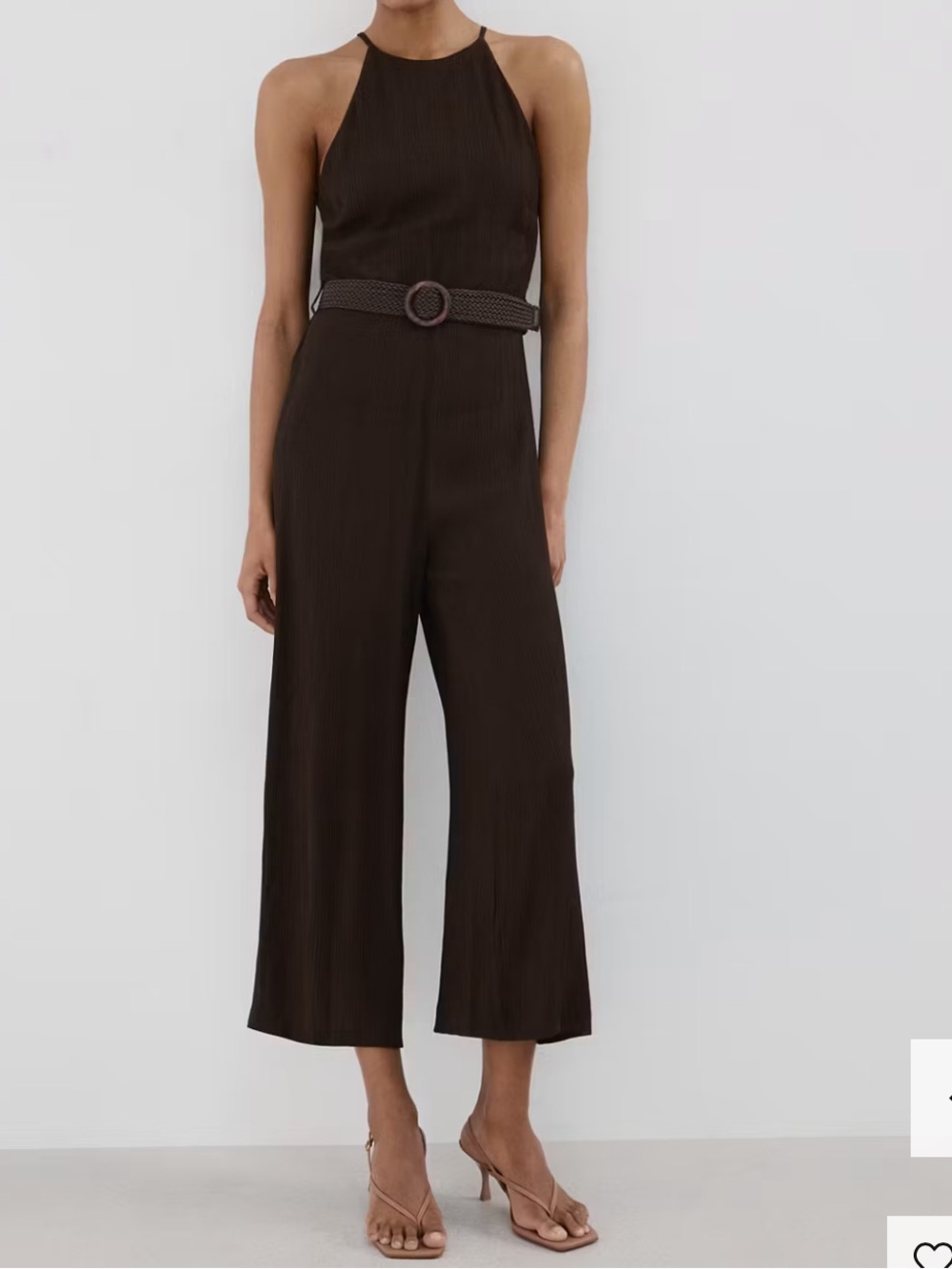 Mango Brown Jumpsuit HALTER-NECK JUMPSUIT WITH BELT 9058